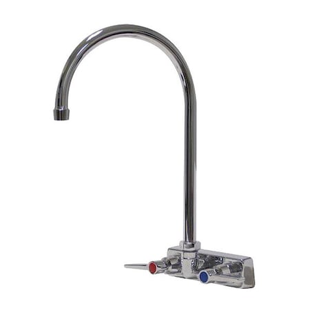 Advance Tabco Dual Handle Hands 4" OC Splash Mounted 8.5" Goosene, 4" Mount, Chrome plated K-60