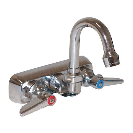 Advance Tabco Dual Handle Hands 4" OC Splash Mounted 3" Gooseneck, 4" Mount, Chrome plated K-69