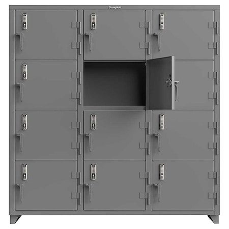 Strong Hold Locker, Assembled, 72" W, 24" D, 75" H 66-12D-24-4T-EK-L