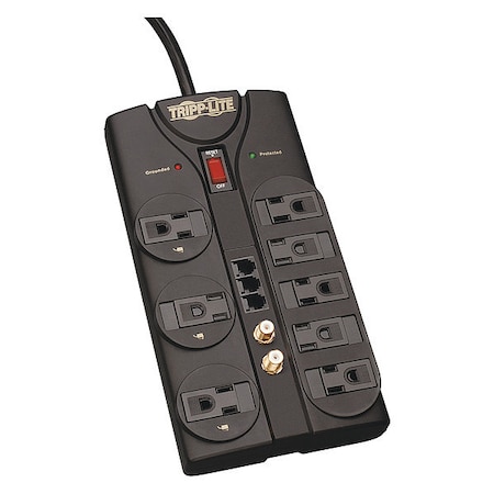 Tripp Lite TLP808TELTV Surge Suppressor, 8 Outlets, 8 TLP808TELTV