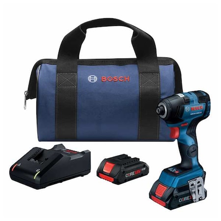 Bosch Hex Impact Driver Kit 18V EC 1/4" w/ 2 CORE18V 4.0 Ah Compct Batteries GDR18V-1800CB25