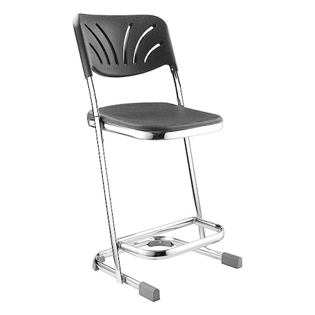 National Public Seating Square Stool with Backrest, Height 22"Black 6622B