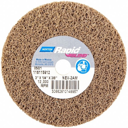 Norton Abrasives Bond Non Woven Wheel, 3" dia, 12,000 RPM 66261014895