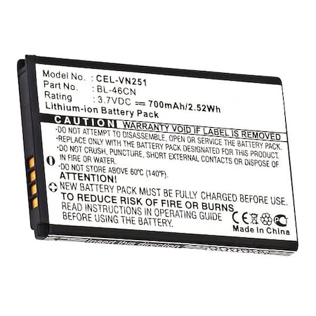 Ultralast Dantona Battery - For Cell Phone - Battery Rechargeable - 700 mAh - 3.7 V DC - 1-/ Pack CEL-VN251