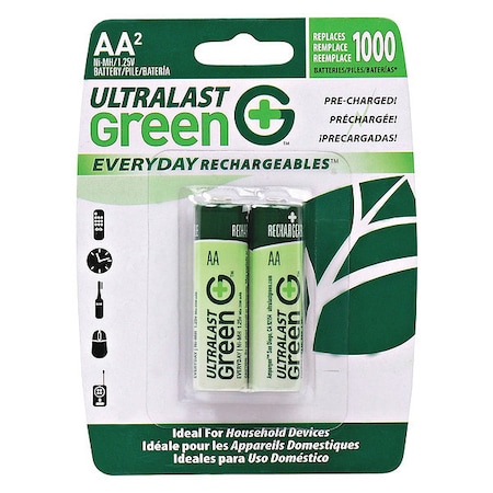 Ultralast Battery 1.2 Volt Nickel Metal Hydride Ultralast Everyday AA 2 Pack ULGED2AA
