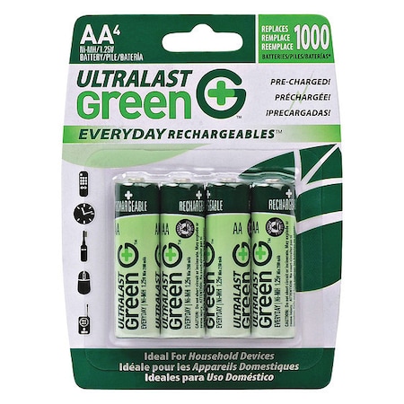 ULTRALAST Battery, 1.2V, Nickel Metal Hydride Ul ULGED4AA