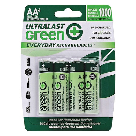 Ultralast Battery, 1.2V, Nickel Metal Hydride Ul ULGED4AA