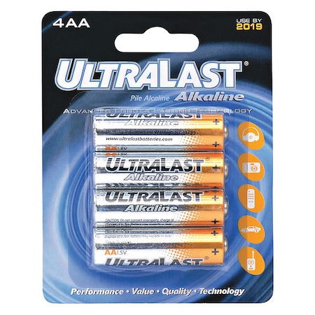 Ultralast NABC UltraLast ULA4AA Alkaline General Purpose Battery - Alkaline - 1.5V DC ULA4AA
