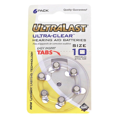 Ultralast Battery 1.35 Volt Zinc Air Ultralast Hearing Aid Battery UL10HA