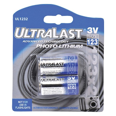 Ultralast NABC UltraLast UL123-2 Lithium Photo Camera Battery - 3V DC UL1232