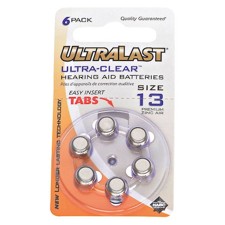 Ultralast Battery 1.35 Volt Zinc Air Ultralast Hearing Aid Battery UL13HA
