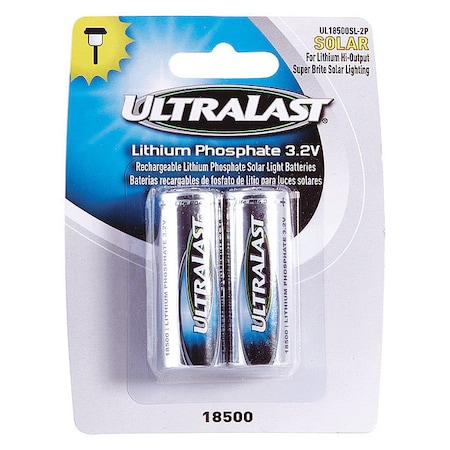 Ultralast Ultralast Battery - Battery Rechargeable - A - 800 mAh - 3.2 V DC - 2-/ Pack UL18500SL-2P