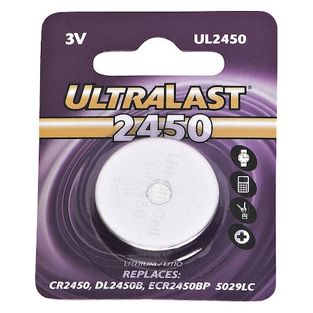 Ultralast Dantona UL-2450 UltraLast Lithium Manganese Dioxide Button Cell Battery - For Multipurpose - 3 V DC UL2450