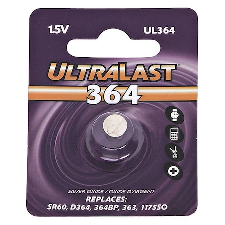 Ultralast NABC UL-364 UltraLast Silver Oxide Watch Battery - Silver Oxide - 1.5V DC UL364
