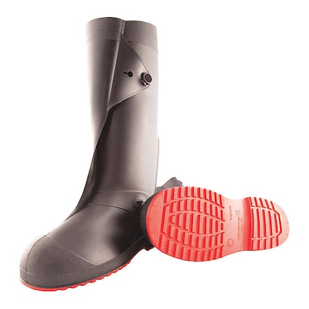 Tingley Overboots, Plain Toe, 17 in Height, Pull On Closure, Cleated Sole, Black, Red, 2XL 45851