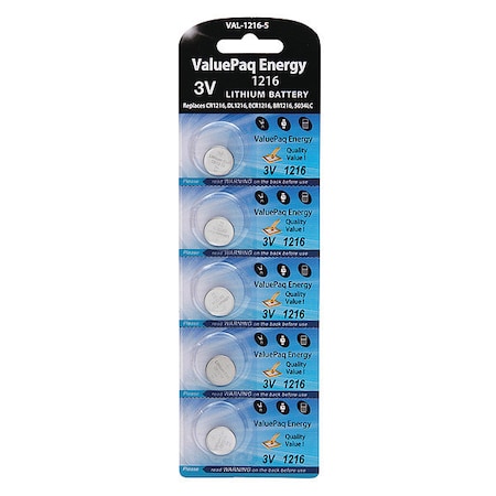 Dantona Battery 3 Volt Lithium (CR) Dantona 5 Pack Lithium Batteries VAL-1216-5