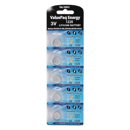 Dantona Battery 3 Volt Lithium (CR) Dantona 5 Pack Lithium Batteries VAL-1220-5