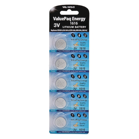 Dantona Battery 3 Volt Lithium (CR) Dantona 5 Pack Lithium Batteries VAL-1616-5