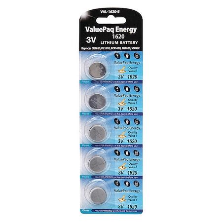 Dantona Battery 3 Volt Lithium (CR) Dantona 5 Pack Lithium Batteries VAL-1620-5