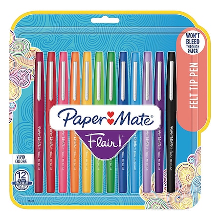 Paper Mate Pen Set, Assorted, Felt-Tip, PK12 74423