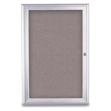 United Visual Products Corkboard, Single Door, Radius Frame, 24x36", Satin/Surf UV7001-SATIN-SURF