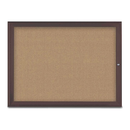 United Visual Products Corkboard, Single Door, Radius Frame, 48x36", Bronze/Buff UV70031-BRONZE-BUFF