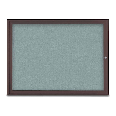 United Visual Products Corkboard, Single Door, Radius Frame, 48x36", Bronze/Cloud UV70031-BRONZE-CLOUD