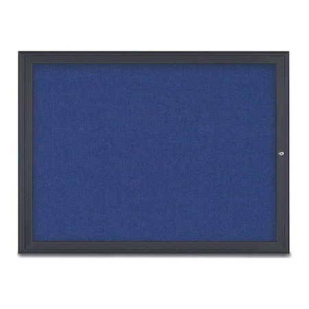 United Visual Products Corkboard, Single Door, Radius Frame, 48x36", Black/Cobalt UV70031-BLACK-COBACC