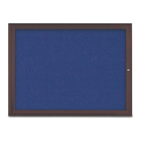 United Visual Products Corkboard, Single Door, Radius Frame, 48x36", Bronze/Cobalt UV70031-BRONZE-COBACC