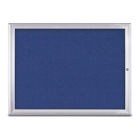 United Visual Products Corkboard, Single Door, Radius Frame, 48x36", Satin/Cobalt UV70031-SATIN-COBACC