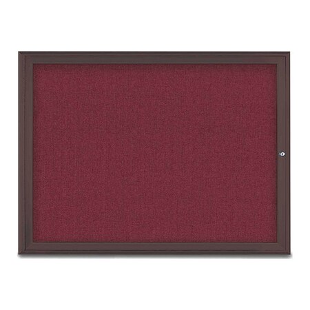 United Visual Products Corkboard, Single Door, Radius Frame, 48x36", Bronze/Burgundy UV70031-BRONZE-DBURGU