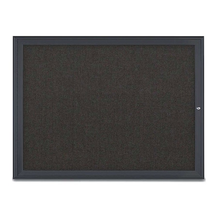 United Visual Products Corkboard, Single Door, Radius Frame, 48x36", Black/Black UV70031-BLACK-BLACK