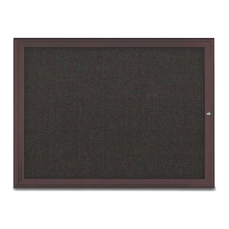 United Visual Products Corkboard, Single Door, Radius Frame, 48x36", Bronze/Black UV70031-BRONZE-BLACK