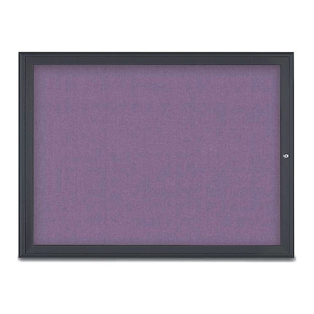 United Visual Products Corkboard, Single Door, Radius Frame, 48x36", Black/Amethyst UV70031-BLACK-AMETHY