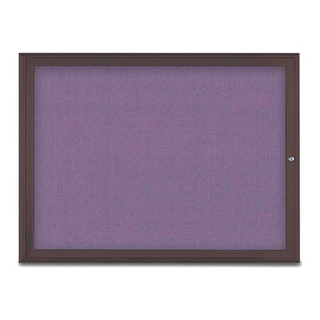 United Visual Products Corkboard, Single Door, Radius Frame, 48x36", Bronze/Amethyst UV70031-BRONZE-AMETHY