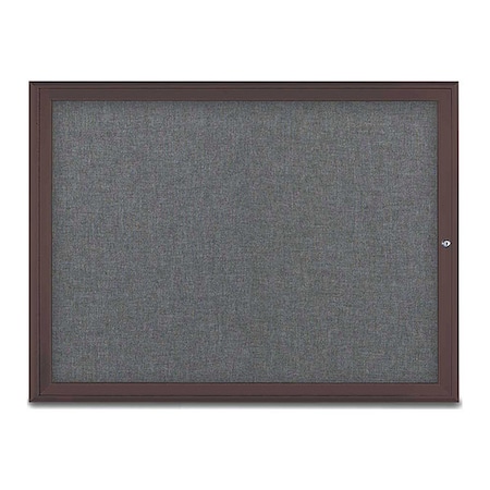 United Visual Products Corkboard, Single Door, Radius Frame, 48x36", Bronze/Medium Gray UV70031-BRONZE-MEDGRY