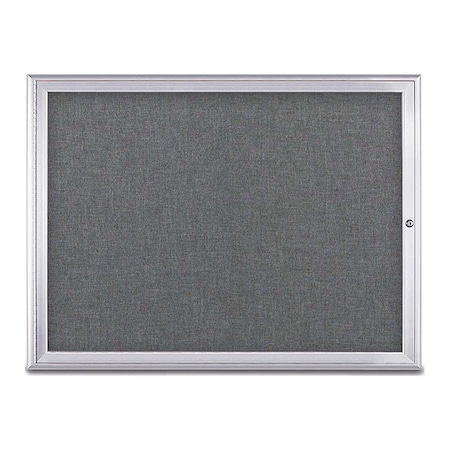 United Visual Products Corkboard, Single Door, Radius Frame, 48x36", Satin/Medium Gray UV70031-SATIN-MEDGRY