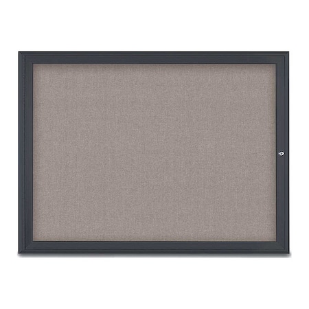United Visual Products Corkboard, Single Door, Radius Frame, 48x36", Black/Pearl UV70031-BLACK-PEARL