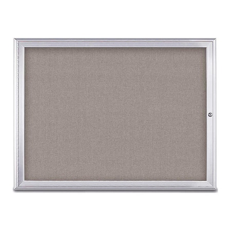 United Visual Products Corkboard, Single Door, Radius Frame, 48x36", Satin/Pearl UV70031-SATIN-PEARL