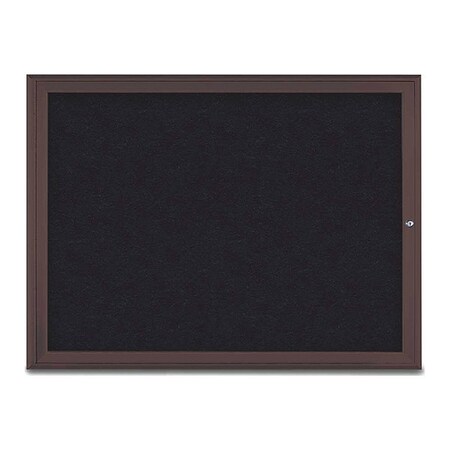 United Visual Products Corkboard, Single Door, Radius Frame, 48x36", Bronze/Black Rubber UV70031-BRONZE-RUBBER