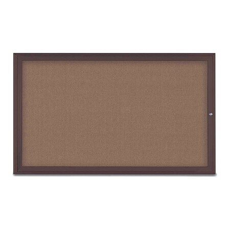 United Visual Products Corkboard, Single Door, Radius Frame, 60x36", Bronze/Pumice UV70041-BRONZE-PUMICE