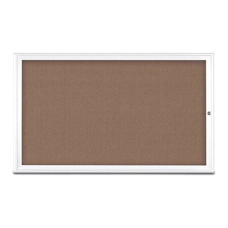 United Visual Products Corkboard, Single Door, Radius Frame, 60x36", White/Pumice UV70041-WHITE-PUMICE