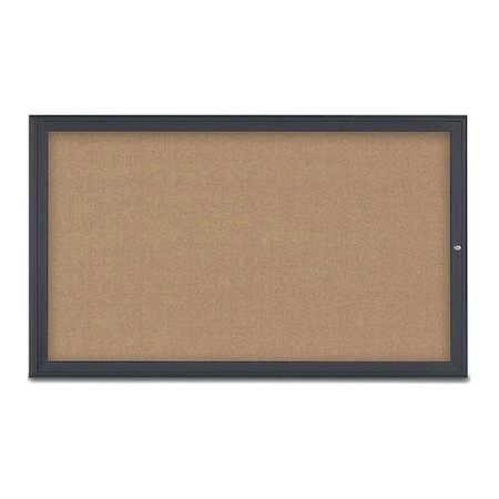 United Visual Products Corkboard, Single Door, Radius Frame, 60x36", Black/Buff UV70041-BLACK-BUFF
