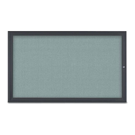 United Visual Products Corkboard, Single Door, Radius Frame, 60x36", Black/Cloud UV70041-BLACK-CLOUD
