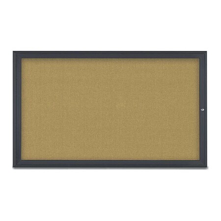 United Visual Products Corkboard, Single Door, Radius Frame, 60x36", Black/Keylime UV70041-BLACK-KEYLIME