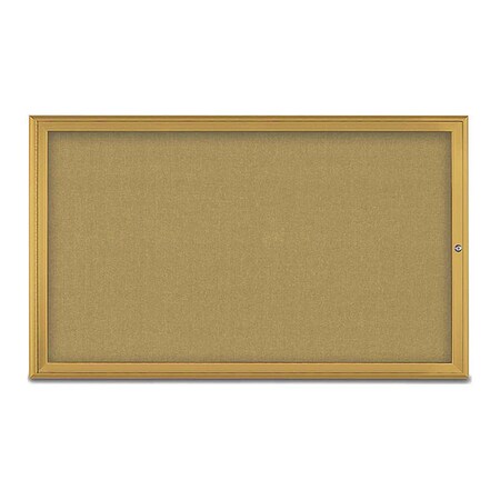 United Visual Products Corkboard, Single Door, Radius Frame, 60x36", Gold/Keylime UV70041-GOLD-KEYLIME