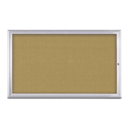 United Visual Products Corkboard, Single Door, Radius Frame, 60x36", Satin/Keylime UV70041-SATIN-KEYLIME