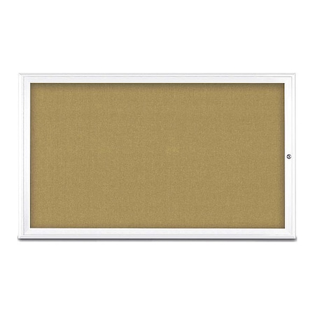 United Visual Products Corkboard, Single Door, Radius Frame, 60x36", White/Keylime UV70041-WHITE-KEYLIME