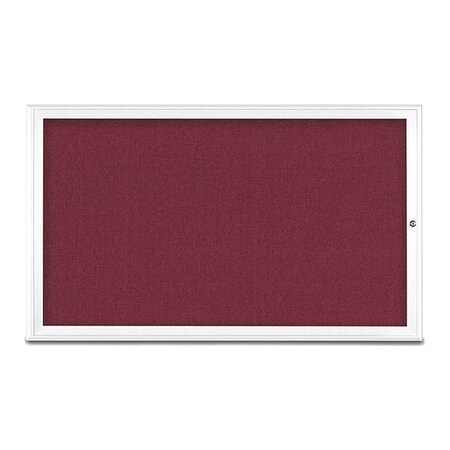 United Visual Products Corkboard, Single Door, Radius Frame, 60x36", White/Burgundy UV70041-WHITE-DBURGU