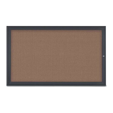 United Visual Products Corkboard, Single Door, Radius Frame, 60x36", Black/Pumice UV70041-BLACK-PUMICE